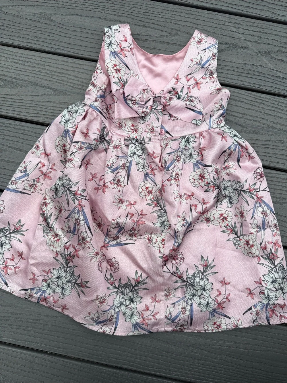 Girls' Pink Floral Sleeveless Party Dress